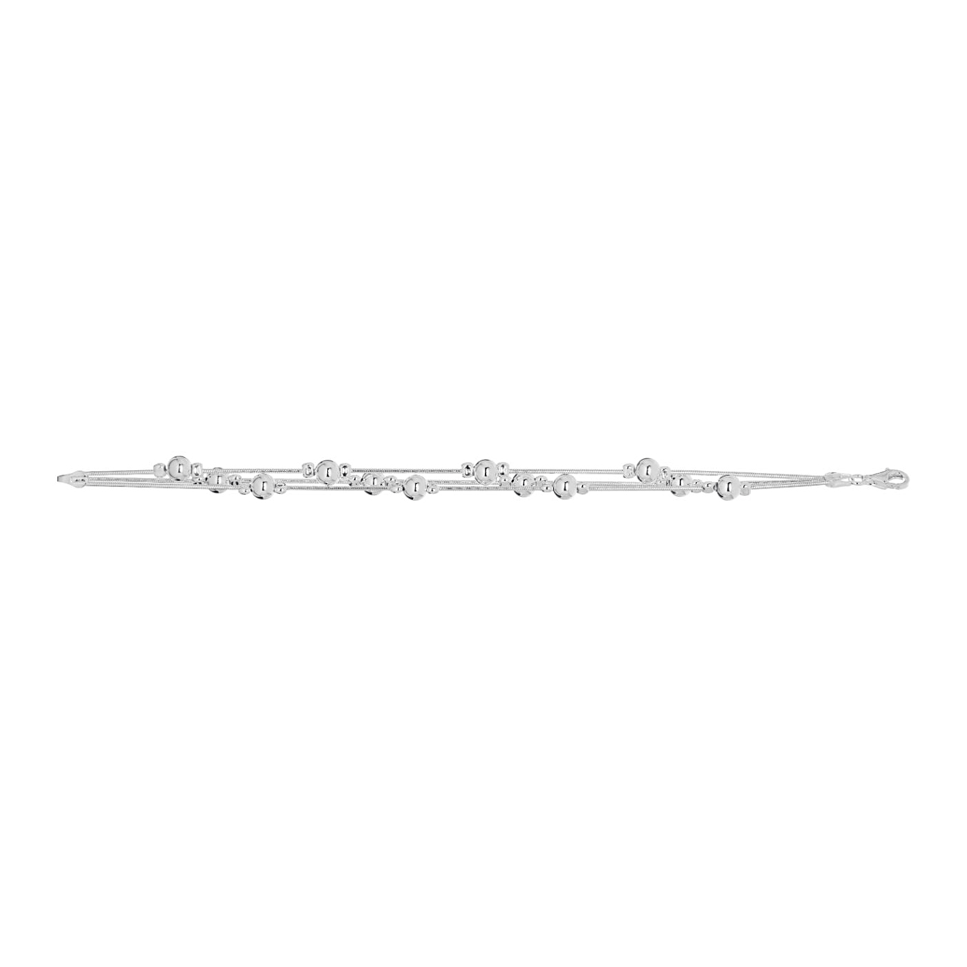 Sterling Silver 3-Strand Bead Bracelet Measuring 7.5 Inches
