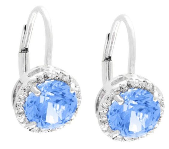 Sterling Silver Blue Topaz And Diamond Earrings