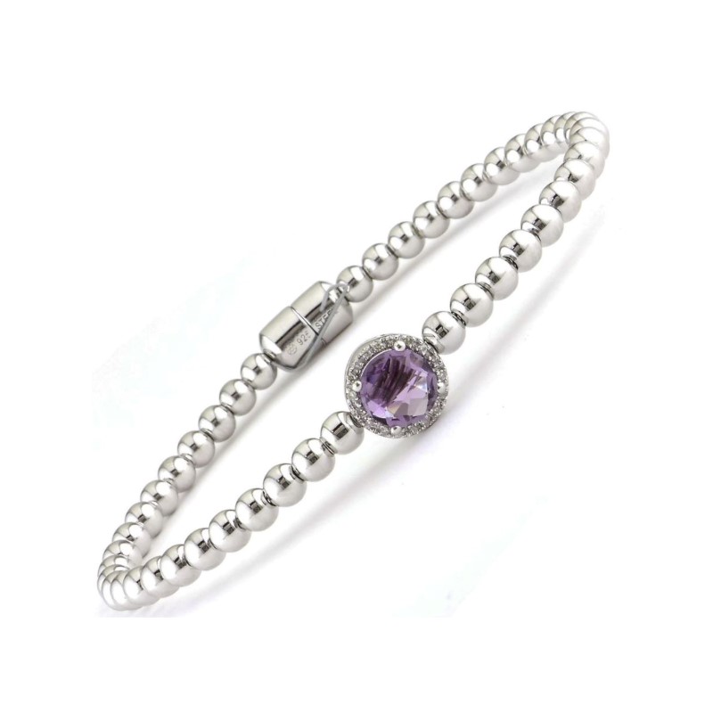 Sterling Silver Diamond Amethyst Bracelet