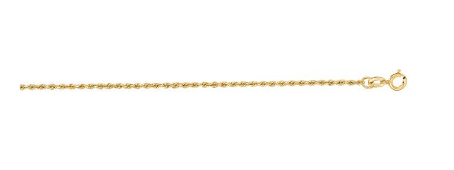 10 Karat Yellow Gold 1.4mm Diamond Cut Rope Chain Measuring 18 Inches