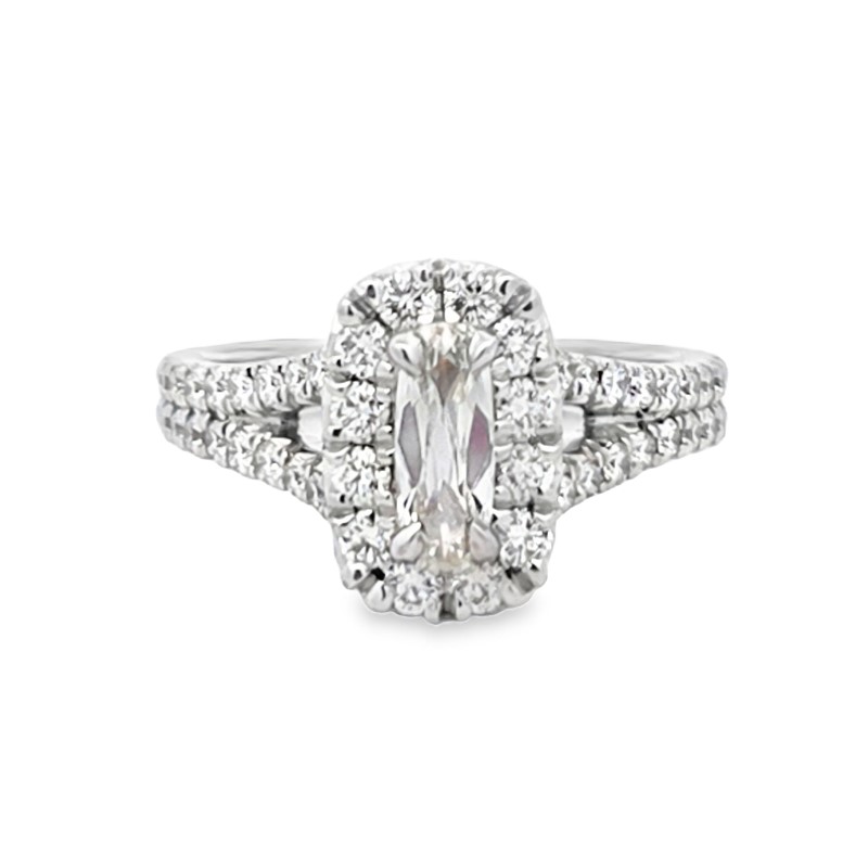 Henri Daussi Halo Pave Split Shank Engagement Ring
