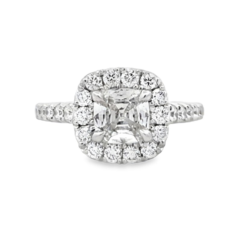 Henri Daussi GIA Certified Cushion Cut Diamond Halo Engagement Ring