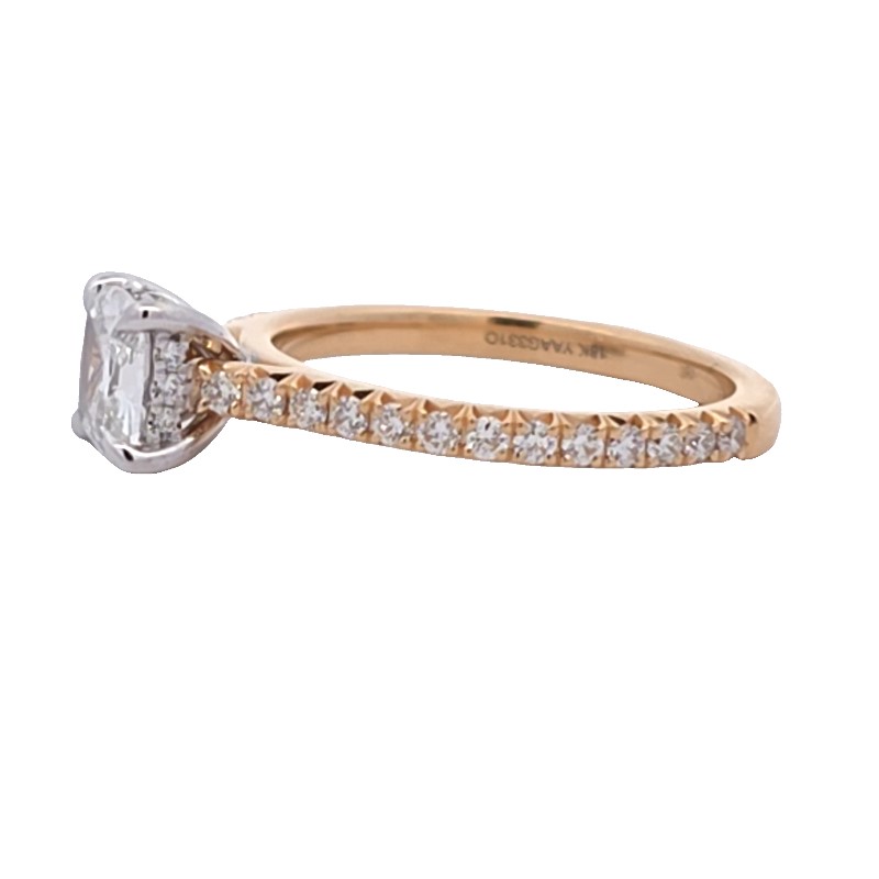 Henri Daussi Cushion Cut Two Tone Engagement Ring