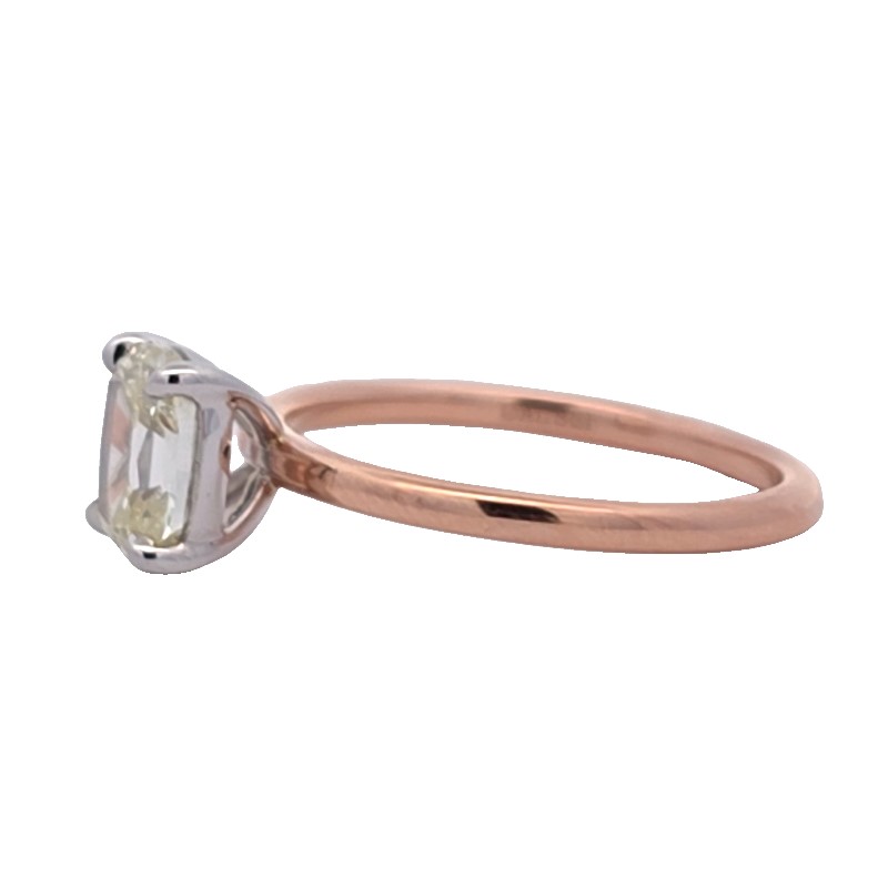 Henri Daussi Two Tone Cushion Cut Solitaire Engagement Ring