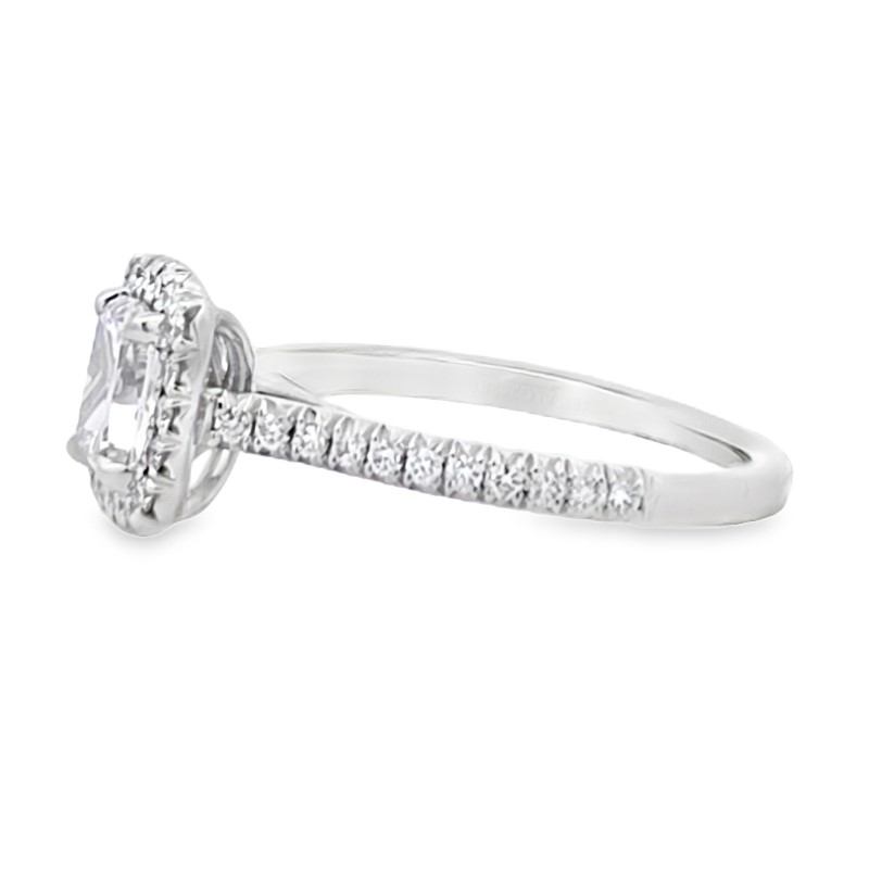 Henir Daussi GIA Certified Cushion Cut Diamond Halo Engagement Ring