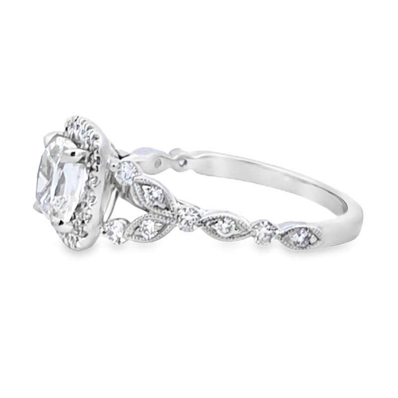 Henri Daussi GIA Certified Diamond Halo Engagement Ring
