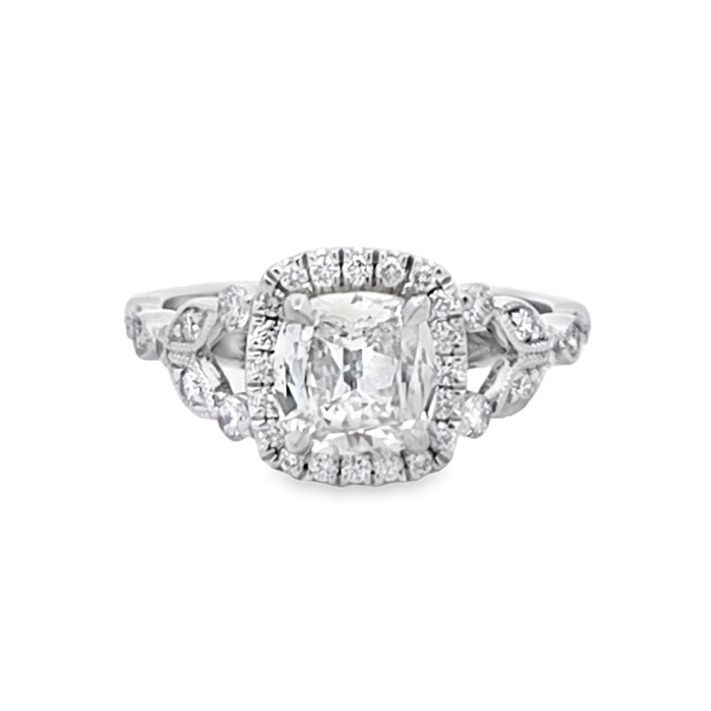 Henri Daussi GIA Certified Diamond Halo Engagement Ring
