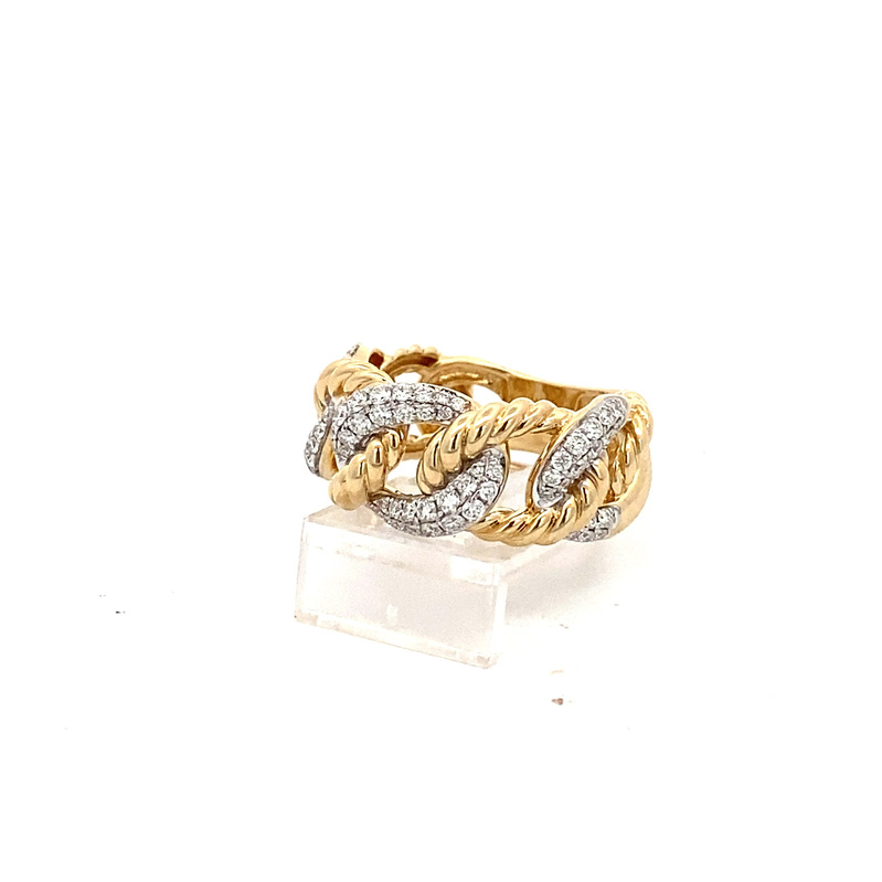 14 Karat Yellow And White Gold Diamond Fashion Ring