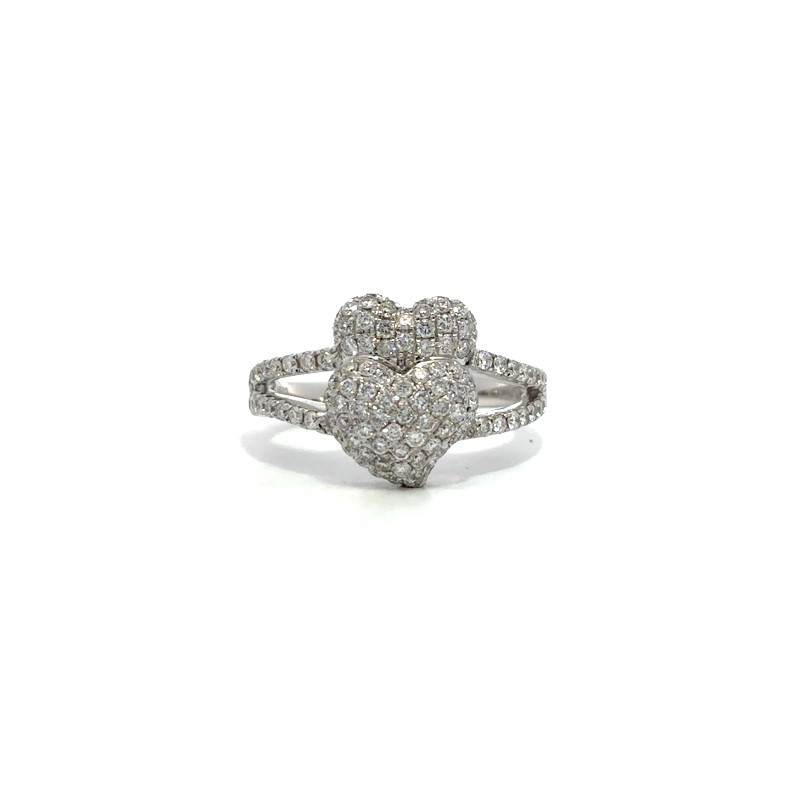 Double Pave Diamond Heart Ring