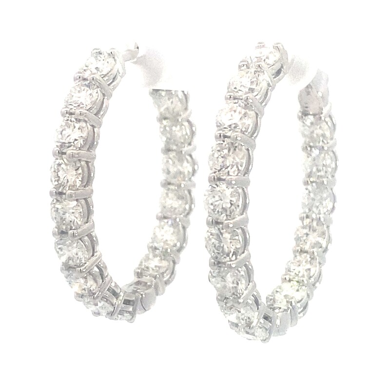 18 Karat White Gold Inside Out Oval Diamond Hoop Earrings
