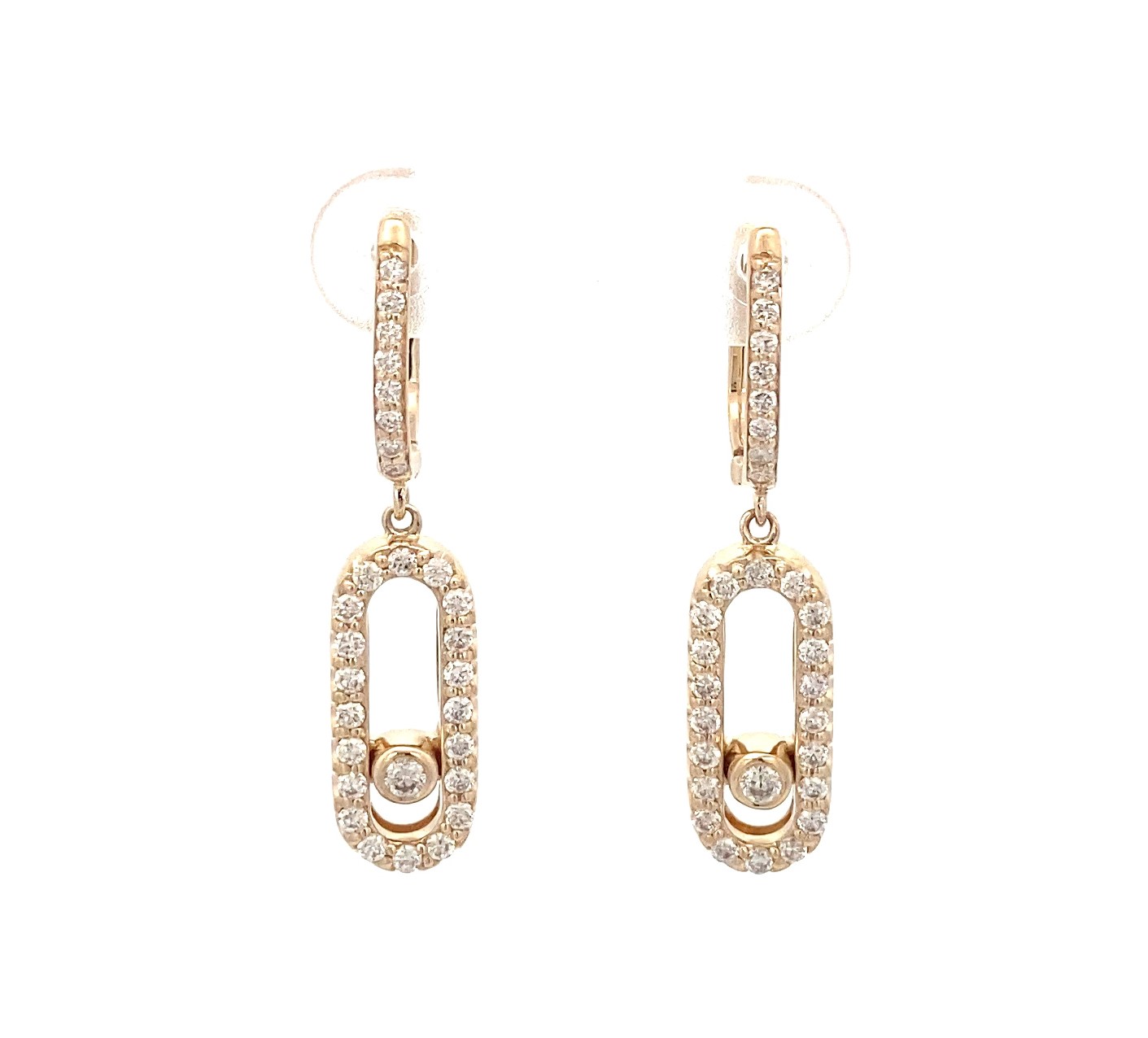 14  Karat Yellow Gold Diamond Dangle Earrings