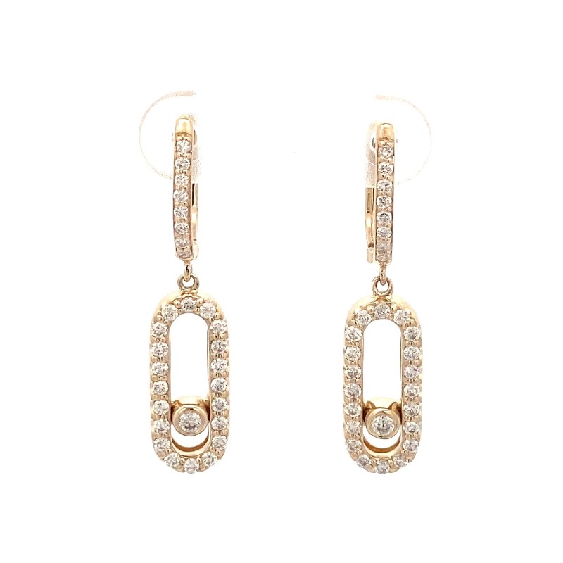 14  Karat Yellow Gold Diamond Dangle Earrings