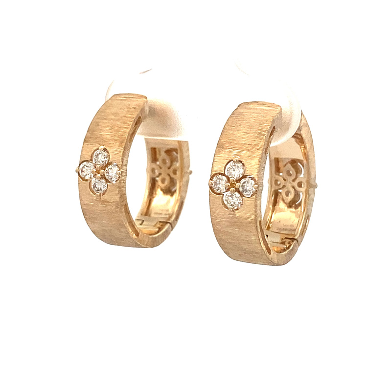 14 Karat Yellow Gold Diamond Hinged Hoop Earrings