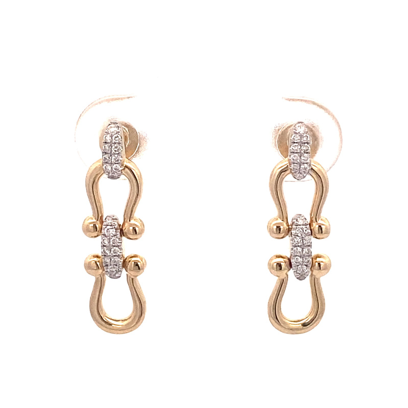 14 Karat Yellow Gold Diamond Dangle Earrings