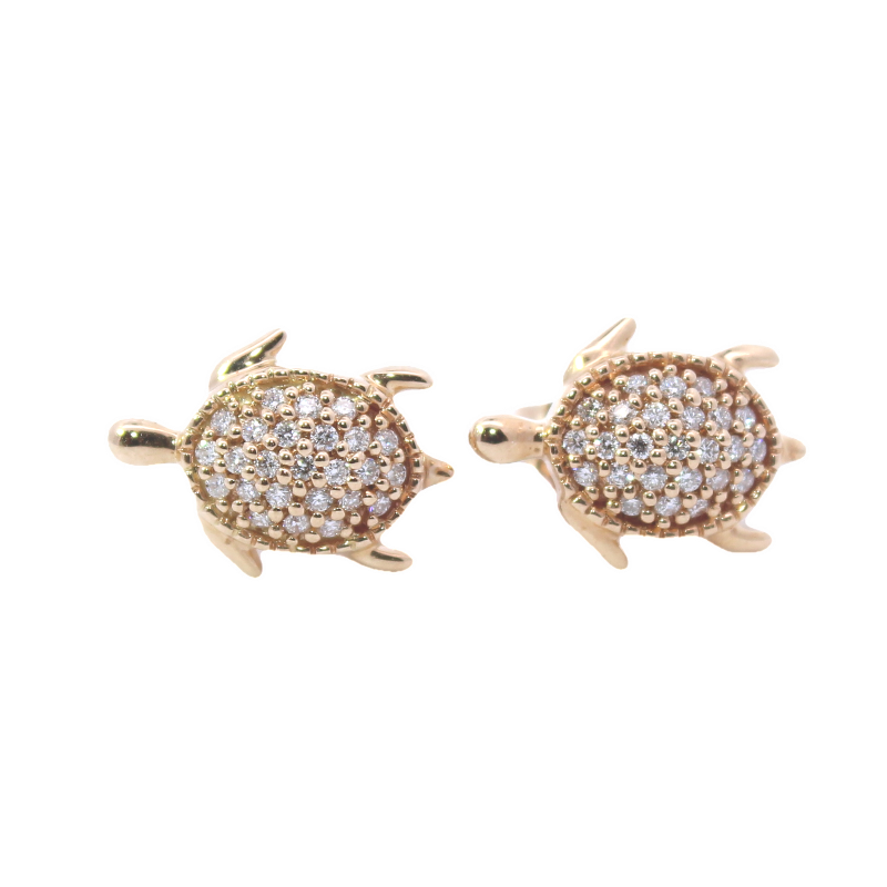 14 Karat Yellow Gold Turtle Earrings With Post And Friction Backs