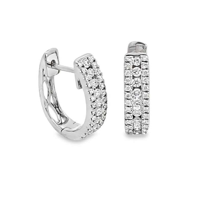 3 Row Oval Diamond Hoop Earrings