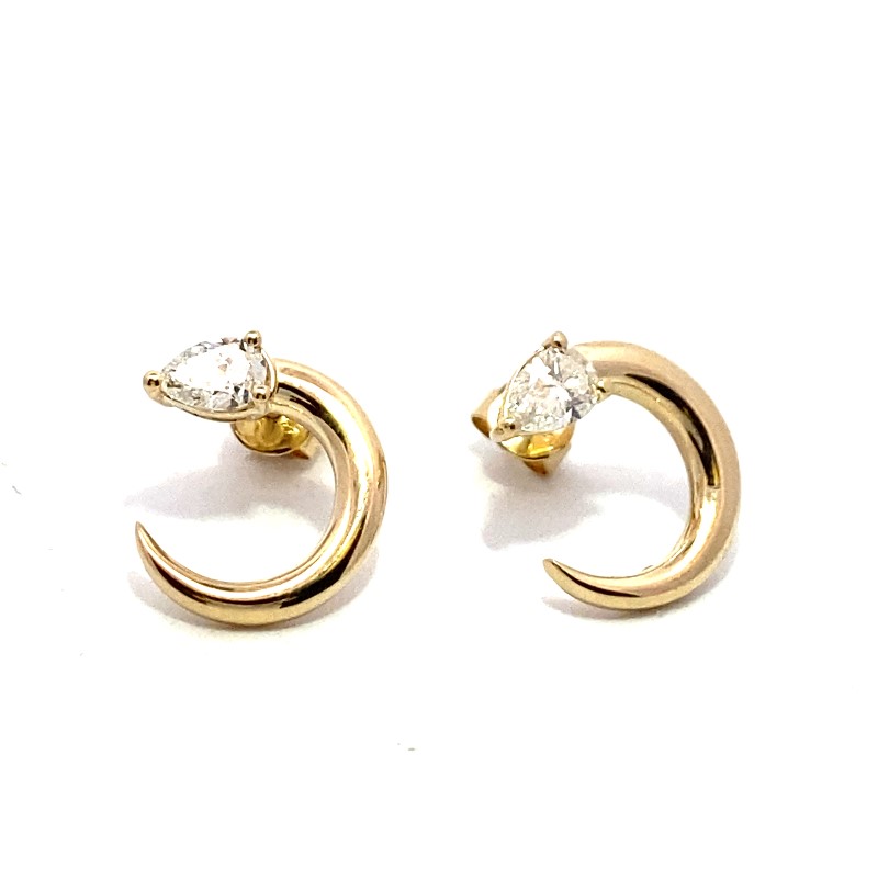 Crescent Shape Diamond Earrings