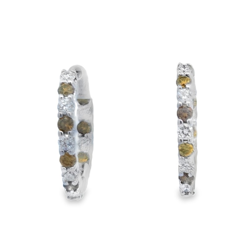 White And Yellow Diamond Inside Out Hoops