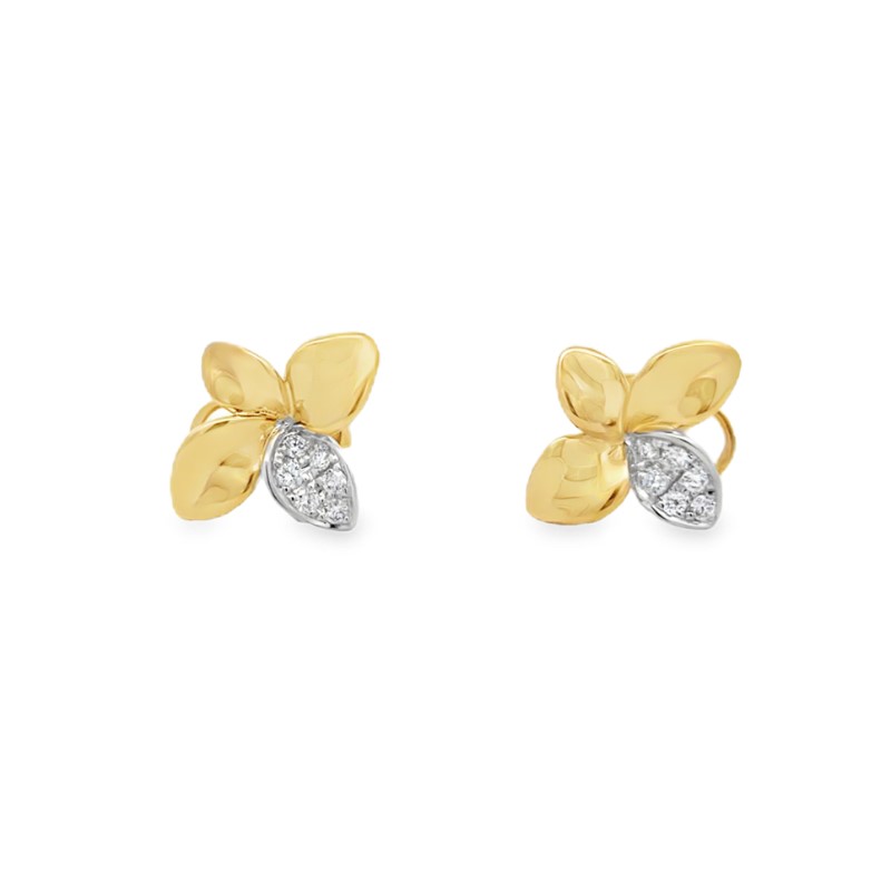 Two Tone Diamond Flower Earrings