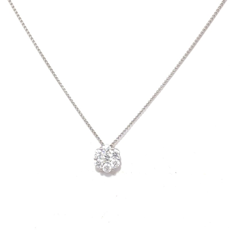 0.50ct Diamond Cluster Pendant Necklace