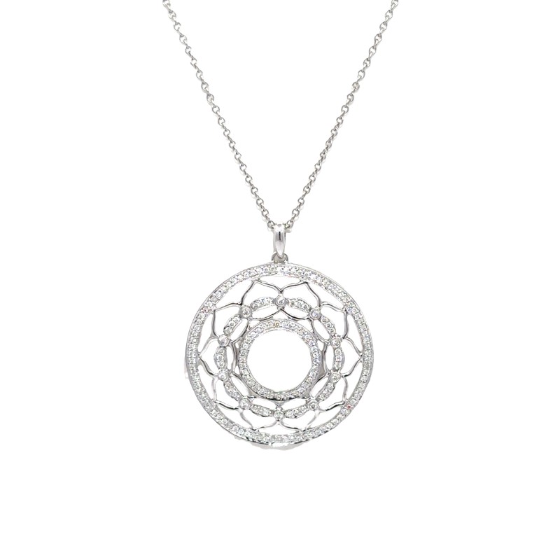 Cutout Circular Diamond Pendant Necklace