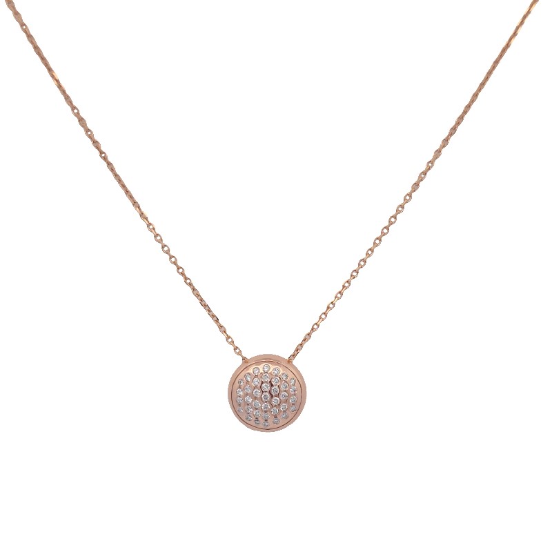 Domed Diamond Disc Pendant Necklace
