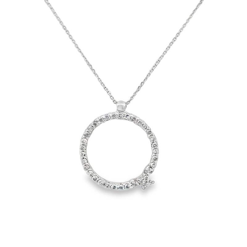 Diamond Open Circle Butterfly pendant Necklace