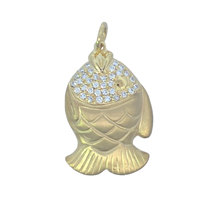 Mazza Pave Diamond Fat Fish Pendant