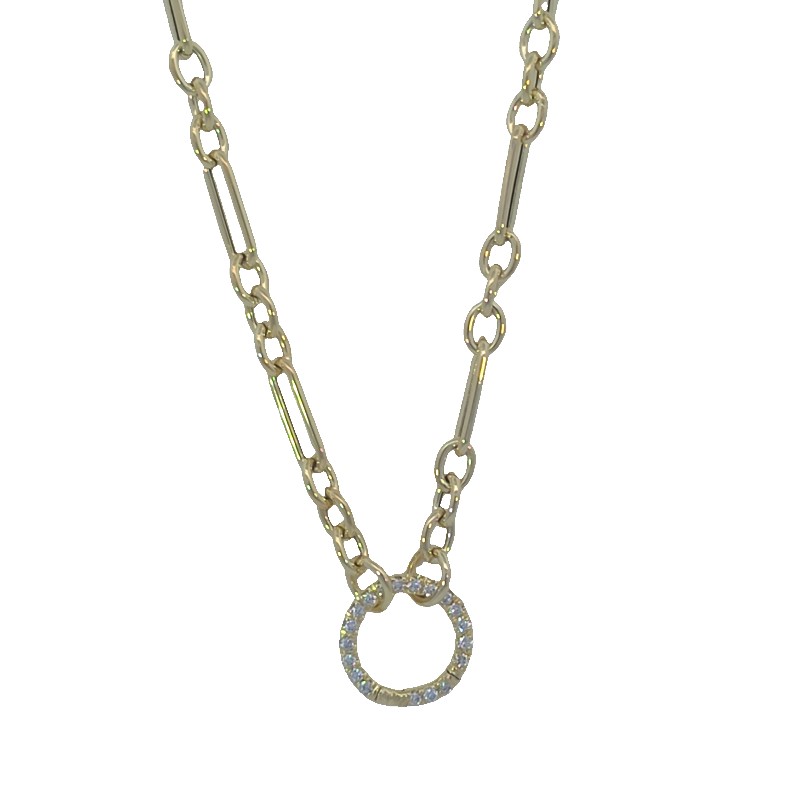 Mazza Oval Link Chain With Hinged Diamond Circle