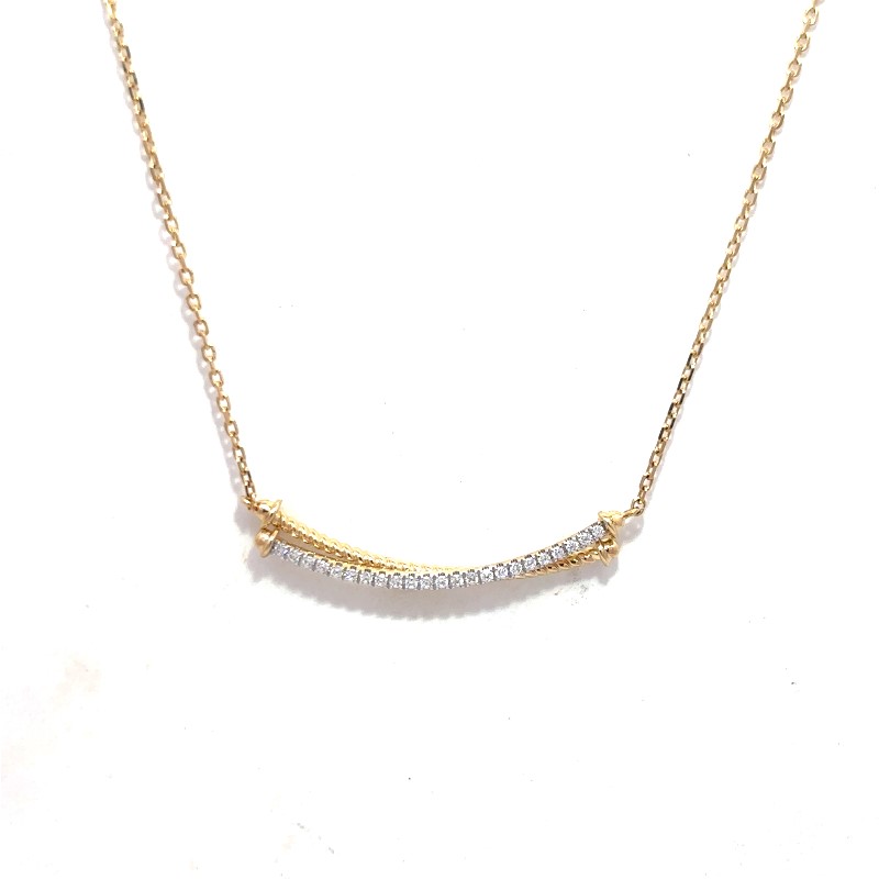 Diamond Criss Cross Smile Necklace