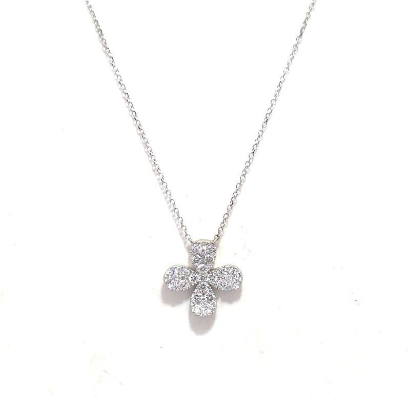 Pave Diamond Flower Necklace