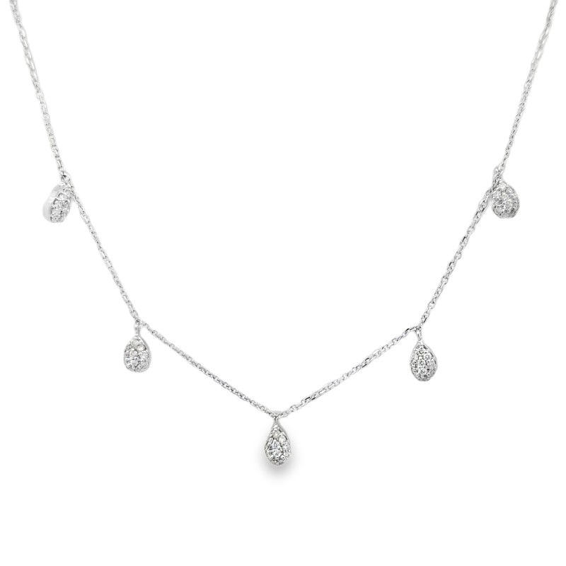 Pave Diamond Dangle Station Necklace