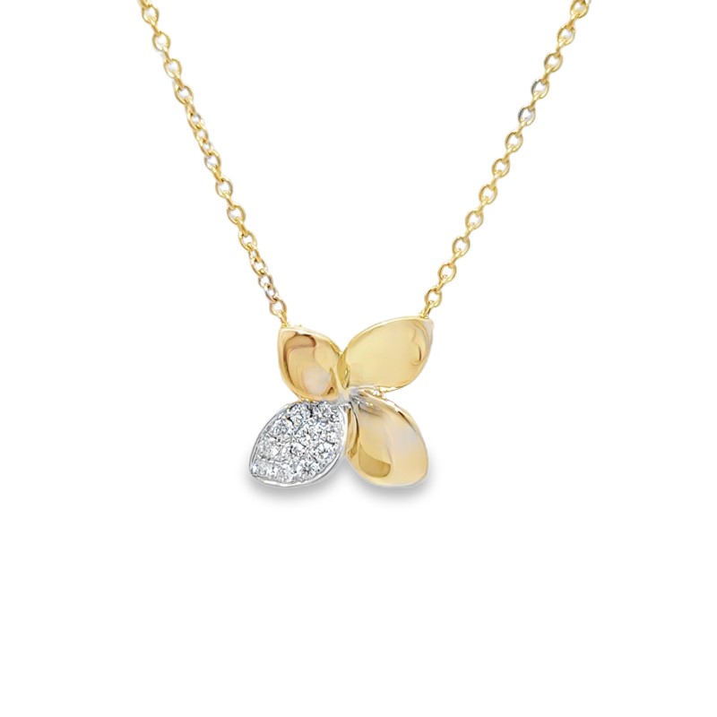 Two Tone Diamond Flower Necklace
