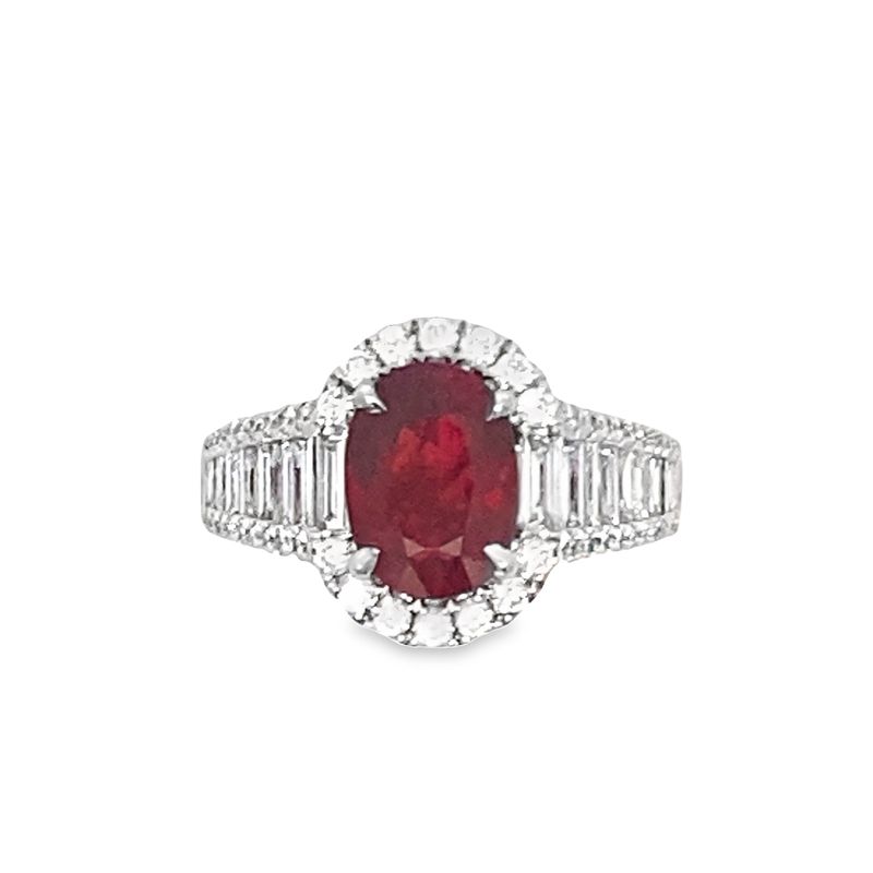 18 Karat White Gold Ruby And Diamond Ring