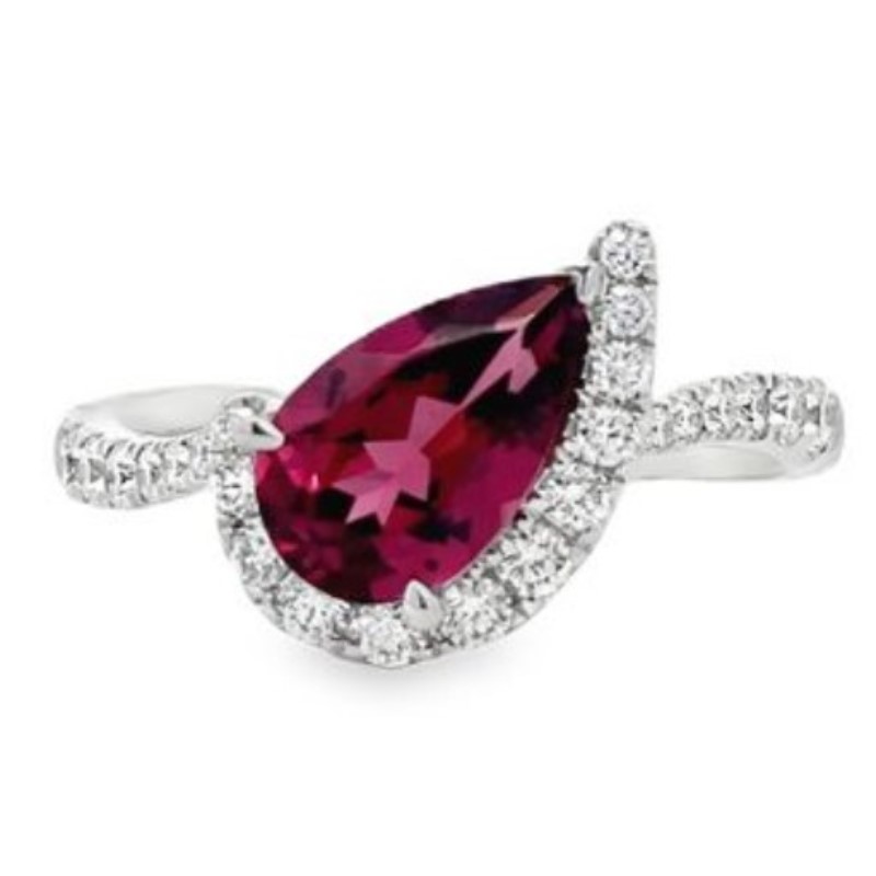 Charles Krypell Garnet and Diamond Pastel Cradle Ring