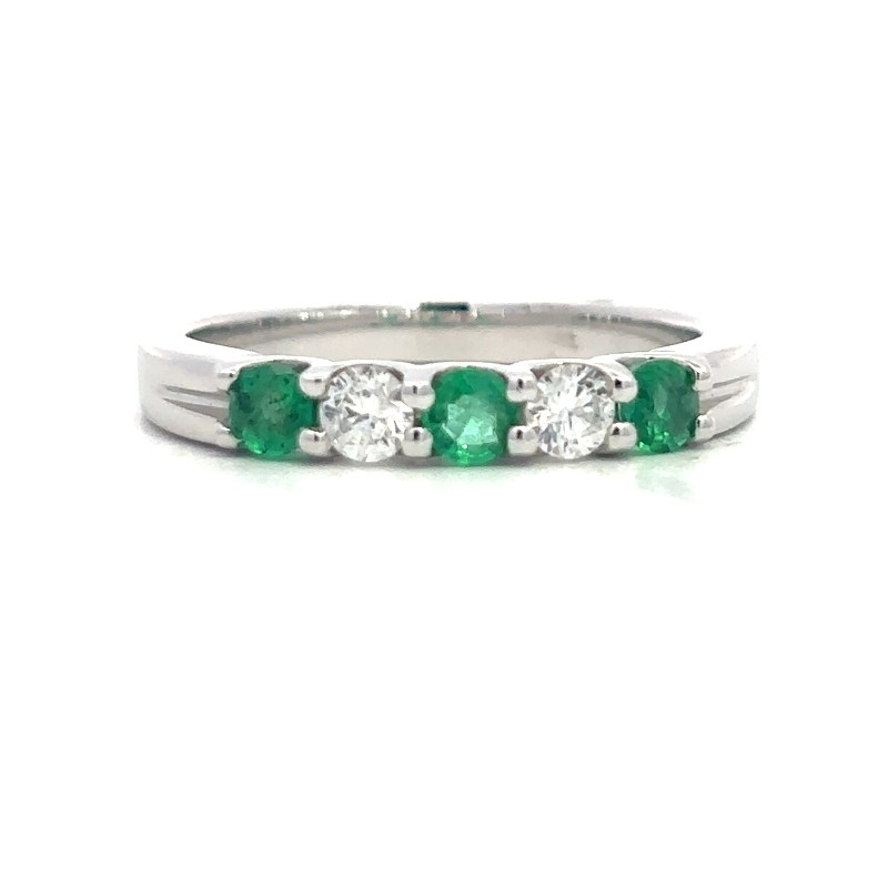 Emerald And Diamond 5 Stone Band