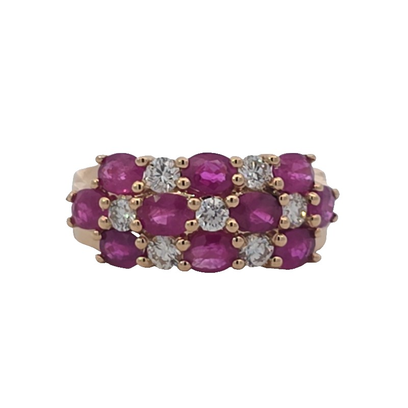 Wide Ruby And Diamond Band