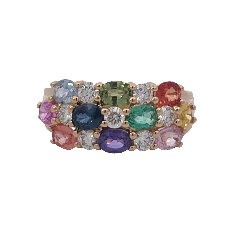 Multi Colored Sapphire And Diamond Band
