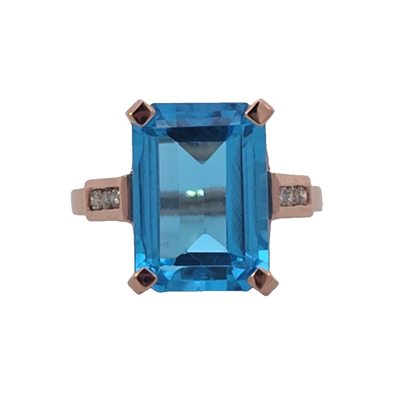 Blue Topaz And Diamond Ring