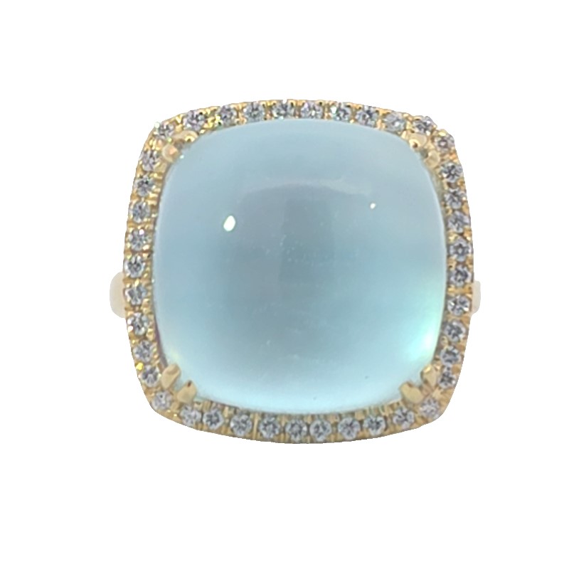 Mazza Blue Topaz  Mother Of Pearl  And Diamond Ring
