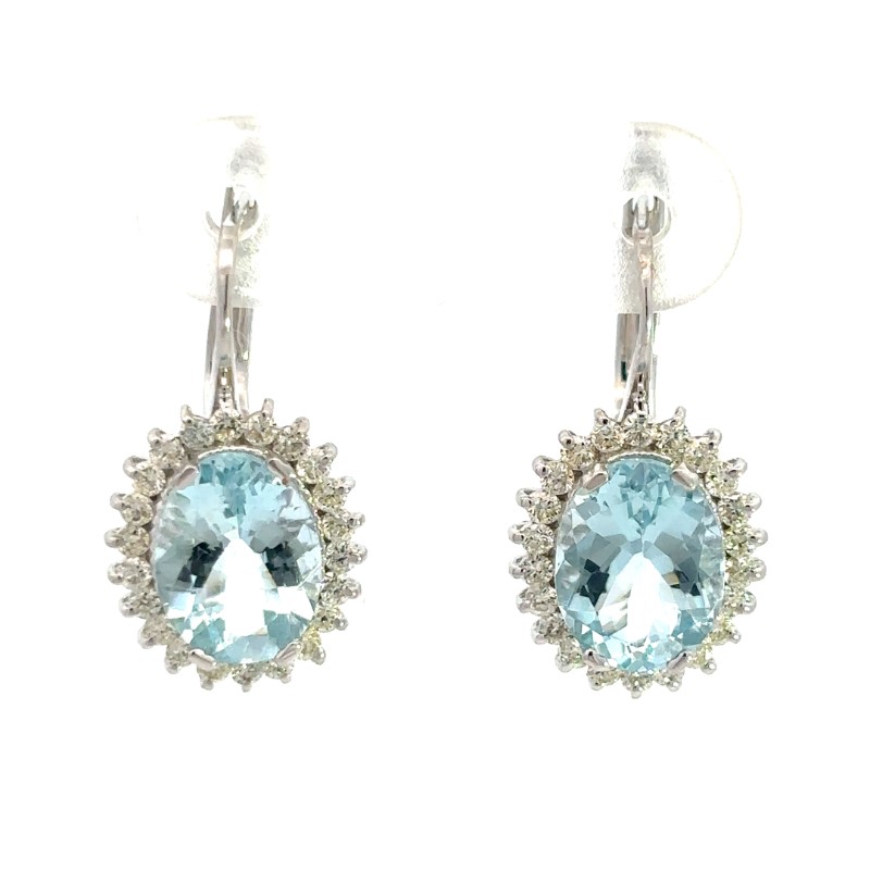 Aquamarine And Diamond Drop Earrings