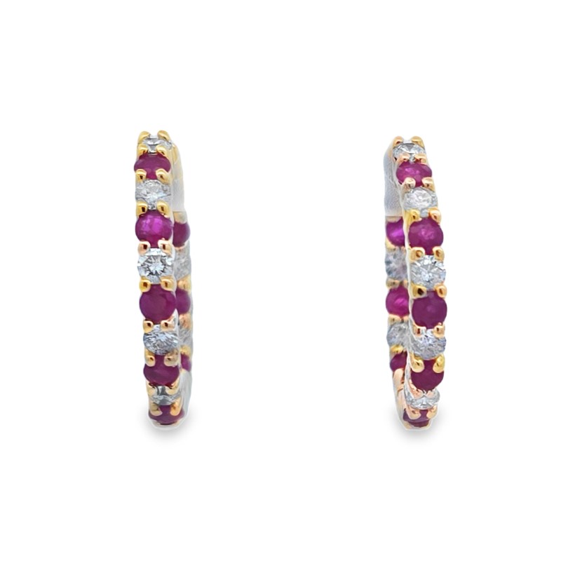 Ruby And Diamond Inside Out Hoops