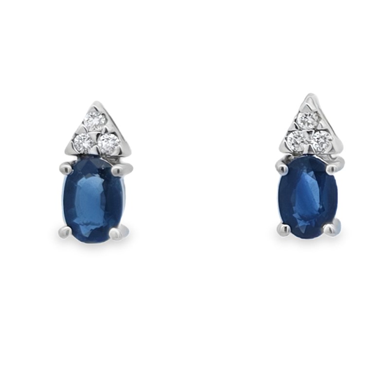 Oval Blue Sapphire And Diamond Earrings