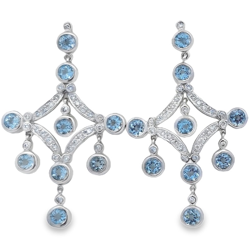 Aquamarine And Diamond Chandelier Earrings