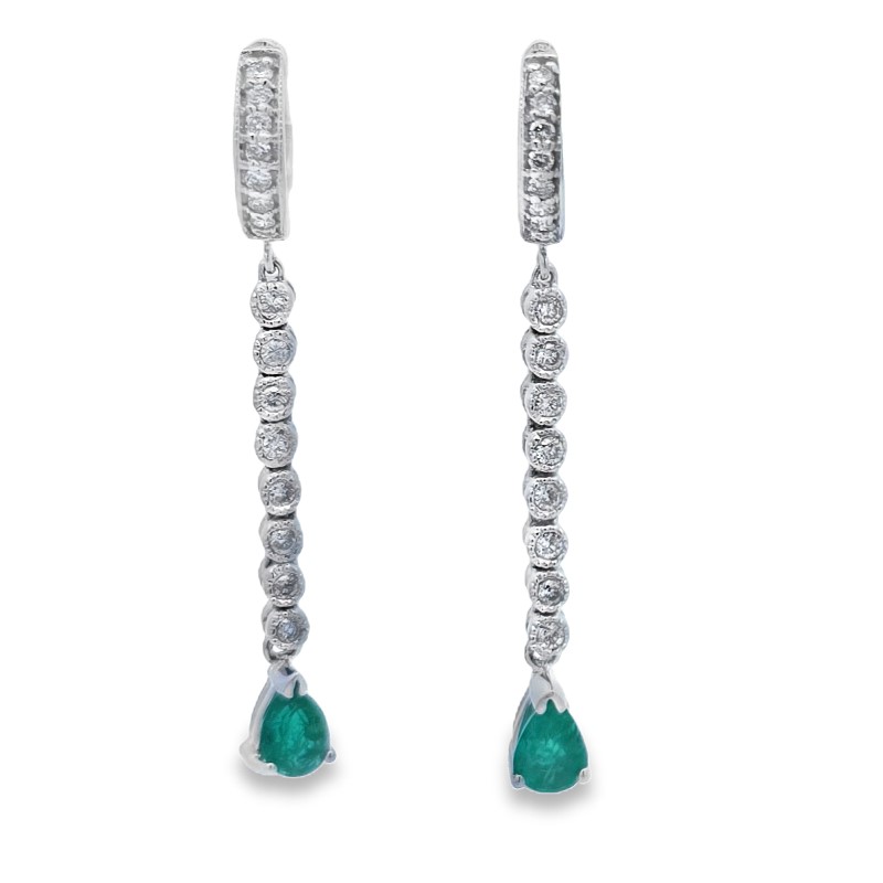 Emerald And Diamond Dangle Earrings