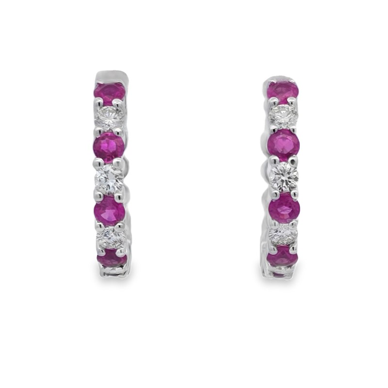 Ruby And Diamond Hoops