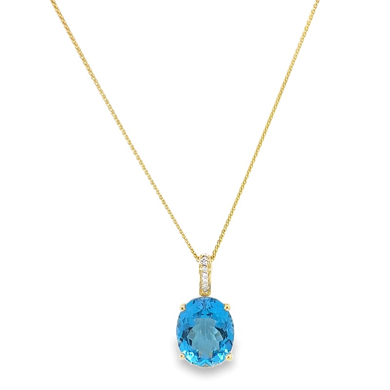 Swiss Blue Topaz And Diamond Pendant Necklace Swiss Blue Topaz And Diamond Pendant Necklace