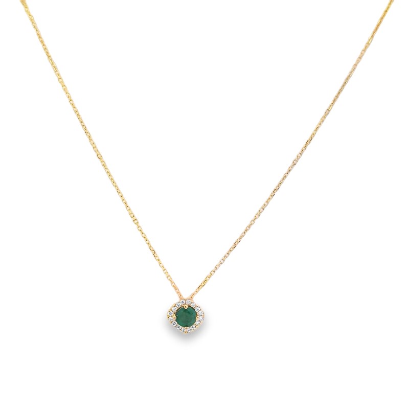 Emerald And Diamond Pendant Necklace