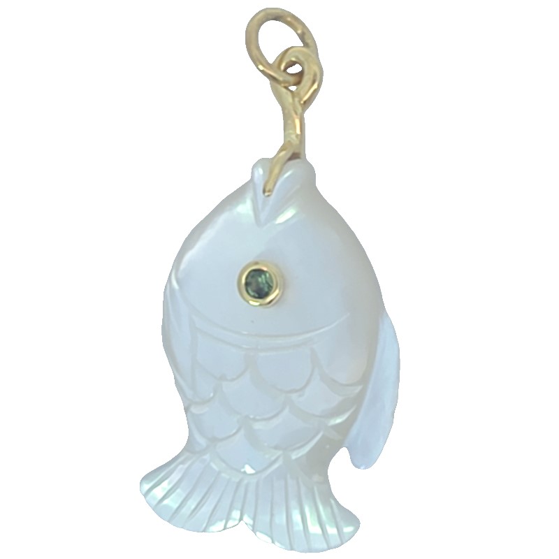 Mazza Mother Of Pearl And Tsavorite Fish Pendant
