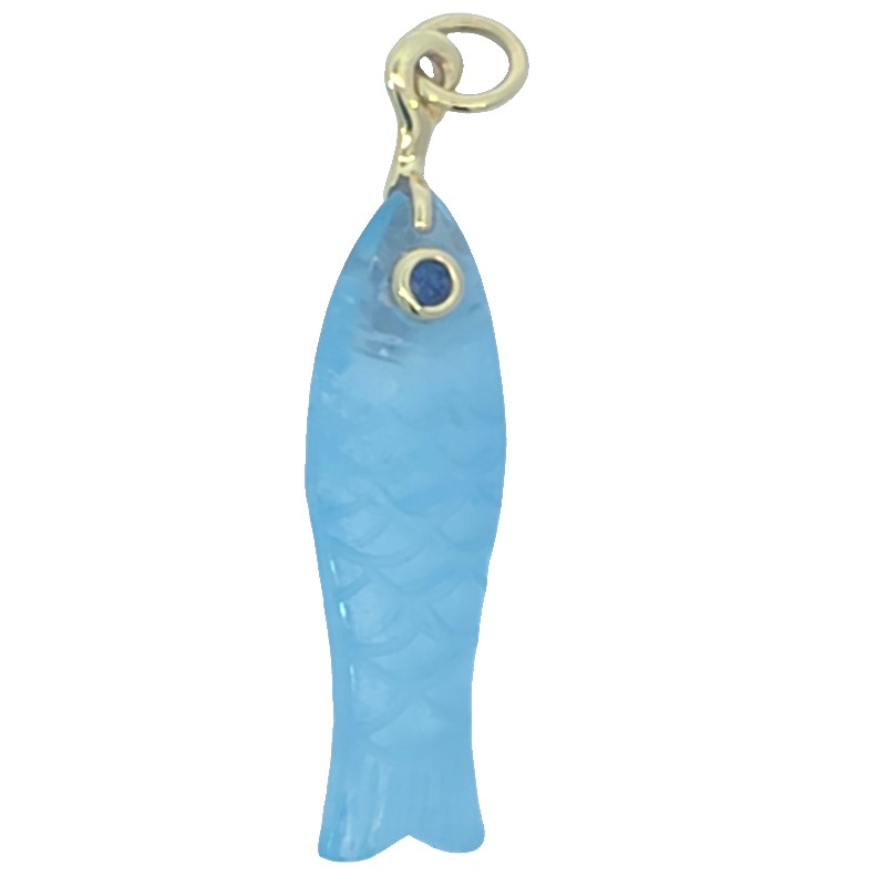 Mazza Aquamarine And Blue Sapphire Fish Pendant